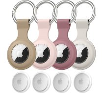 AirTag-Halter - Silikon-Schutzhülle für AirTag-Schlüsselanhänger für Schlüssel, Taschen, Gepäck, Haustierhalsbänder, Anti-Verlust- und Kratzfestes Design für Apple Air Tags 2021 (Milchtee/Rauchviolett