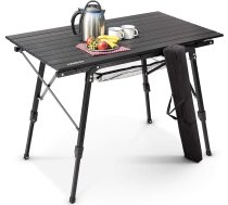 Arebos saliekamais kempinga galds 90 x 51,5 cm Saliekamais galds Regulējams augstums 47-69 cm Kempinga piederumi Dārza grils Piknika kempinga galds Saliekamais saliekamais galds Ceļojuma galds ar somu melns
