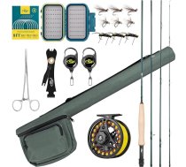 SF Fly Fishing Rod Combo 4 Pack 3w 8ft 4w 8ft 8ft 5/6/7/8w 9ft Emerald Green 24T oglekļa šķiedras stienis ar korpusu, iepriekš spoolled spole, Fly Box ar mušas konusveida Leader