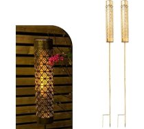 Gadgy Saules dārza lukturīši ar kustīgu liesmas efektu, 2 LED lukturu komplekts, saules gaismas no metāla, izturīgs pret laikapstākļiem, dārza apgaismojums un dekorēšana ārtelpām, terasēm un balkoniem