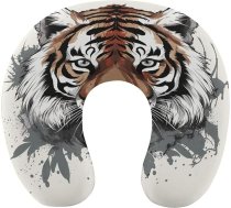 TKJMCSW Melns un balts Doodle Tiger ceļojumu spilvens Memory Foam kakla spilvens lidmašīnas spilvens miegam, U-veida kakla spilvens kaklam un galvas balstam