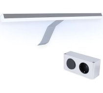 Kalb | Lancea LED spoguļa piestiprināšanas gaisma 340 mm, dienasgaismas balta, komplekts ar slēdzi un kontaktligzdu, sudrabaini pelēka, 5000K, 470lm, 230VAC/12VDC, spoguļskapja apgaismojums, spoguļskapim, uzgaismojums uz virsmas