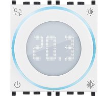 VIMAR 02973.B Vieds WiFi termostats Bluetooth barošanas bloks 100-240V LED fona apgaismojums 2 moduļi, saderīgs ar Eikon, Arké, Plana, paredzēts speciālai statīva idejai, balts