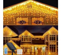Acxilexy Solar Fairy Lights Icicle Outdoor 8 m 288 LED ūdensizturīgs Ziemassvētku apgaismojums Pasaku apgaismojums ar tālvadības pulti 8 režīmi Icicle aizkaru pasaku gaismas Ziemassvētkiem, kāzām