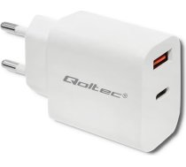 Lādētājs | 18w | 5-12v | 1,5-3a | usb type c pd | usb qc 3.0 | balts