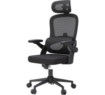 M102C Ergonomisks biroja krēsls ar augstu atzveltni, ar 3D roku balstiem, augšup un lejup vērstu jostas balstu, grozāms datora darba krēsls, melns