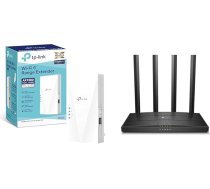 TP-Link RE500X WiFi 6 WLAN pastiprinātājs atkārtotājs AX1500 un divjoslu WLAN maršrutētājs Archer C80
