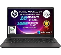 HP Notebook 250 G9, Displejs Laptop HD 15,6 collu, Procesors Intel Celeron N4500 2,8 GHz Max, RAM 16 GB DDR4, SSD NVMe 1000 GB (1 TB), Windows 11 Pro, Notebook gatavs lietošanai