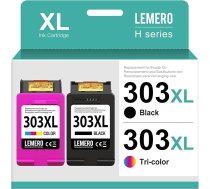 Lemero 303XL daudzpakešu printeru kasetnes, kas ir saderīgas ar HP 303 daudzpakešu printeru kasetnēm HP Envy Photo 7120 7130 7132 7820 7830 7832 6220 6230 6232 (melnas/krāsainas, 2 gab.)