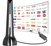 DVB-T/DVB-T2 iekštelpu antena ar 420 km uztveršanas diapazonu, 360° uztveršanu visapkārt, magnētisko pamatni, pastiprinātāju un 3 m kabeli.Atbalsta 4K/1080P un visas programmas (DAB/UHF/VHF).