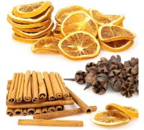 Fizdoqg Ziemassvētku vainaga dekorēšana, Adventes vainags, dekoratīvais potpourri Ziemassvētku rotājums, 15 x apelsīnu šķēles, 20 x kanēļa standziņas, 45 g x kaltēti augļi Ziemassvētku dekorēšanai, amatniecība
