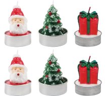 SJUNJIE Pack of 6 Mini Ziemassvētku sveces Veca cilvēka galva Mini Ziemassvētku tējas gaismas sveces Ziemassvētku eglīte Ziemassvētku sveces Dāvanu sveces Piemērots mājas dekorēšanai