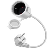 HuaLiSiJi Schuko pagarinātājs īss 90 grādu aizsargkontaktu pagarinātājs 16 A / 250 V īss kabelis 2 AC IP44 ligzdai izmantošanai ārpus telpām vai telpās, mājās, birojā (balts, 1 m)