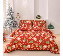 Boqingzhu Ziemassvētku gultas veļa 135 x 200 cm Ziemassvētku vecīša Ziemassvētku eglīte Bērniem Silts ziemas Ziemassvētku gultas veļas komplekts Mikrošķiedras sega un spilvendrāna 80 x 80 cm ar Zipu