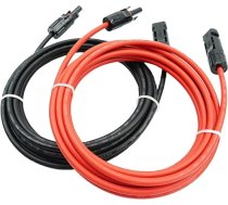 Profesionāls savienojuma kabelis Pagarināšanas kabelis abās pusēs Saules kontaktdakša Saules kabelis sarkans / melns 6 mm² ar uzstādītu saules kontaktdakšu (4 mm², 10 m)