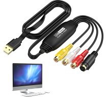 Vhs uz USB 2.0 Video Grabber Video Grabber pārnes Hi8 Vhs uz digitālo DVD Vhs digitalizācijas ierīces pārveidotājs Audio video uztveršanas karte Windows Xp/Vista/Win 11/10/7/8/8/8.1 & Mac utt.