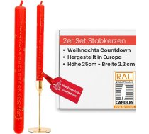 Figura Santa® 2 adventes sveču komplekts Ziemassvētku sveces 1-24 Christmas Countdown Taper Candles Sarkanais adventes kalendāra sveču komplekts ar skaitļiem Ziemassvētku dekorēšana un dāvanu ideja 7 stundu degšanas laiks