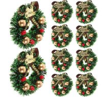 SAFIGLE Pack of 10 Ziemassvētku mini vainags Ziemassvētku sveces gredzens Dollhouse Ziemassvētku vainags Ziemassvētku rotājumi Ziemassvētku vainags Ziemassvētku vainags Ziemassvētku sveces rotaļlietas Bow Ziemassvētku vainags Berry