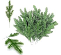 XIAQICA 60 mākslīgo priežu zaru iepakojums, egļu virtene, zaļie augi, DIY viltus priežu skujas, Ziemassvētku priežu skujas, vainags, mākslīgais zars, priežu zari, priežu lapas Ziemassvētku dekoram