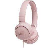 JBL Tune 500 vadu austiņas uz ausīm - rozā krāsā