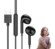 MAIXIANGGUOJI USB austiņas datoram, USB austiņas ar mikrofonu, USB austiņas datoram, vadu austiņas ar USB pieslēgvietu klēpjdatoram, biznesam, birojam, tiešraidei, spēlēm, 2M