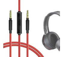 Geekria QuickFit PLUS kabelis Sony MDR-1000X, 100AAP, 100ABN, XB950BT, XB650BT, XB750BT, MDR-1A un citām austiņām / austiņu rezerves audio vads ar iebūvētu mikrofonu un skaļuma regulēšanas funkciju (5 ft, sarkans)