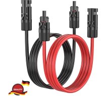 Saules kabelis H1Z2Z2-K ar vara skārda pārklājumu 4 mm², saules kabeļa pagarinājums ar saules kontaktdakšu, PV kabelis sarkanā/melnā krāsā, saules fotoelementu kabelis ar kontaktdakšu PV saules sistēmai (10MX4 mm2)