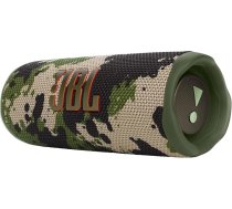 JBL Flip 6 Bluetooth kaste kamuflāžā: Ūdensizturīgs, pārnēsājams skaļrunis ar divvirzienu skaļruņu sistēmu jaudīgai skaņai, līdz pat 12 stundām bezvadu mūzikas atskaņošanas.