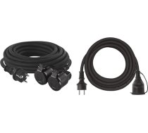 EMOS P0703 Pagarinātājs ar 2 Schuko kontaktligzdām, 20 m, dubultais pagarinājums, 2 zemējuma kontaktligzdas & P01805 5 m Schuko, gumijas pagarinātājs izmantošanai ārpus telpām, H07RN-F3G 1,5 mm², 5 metri