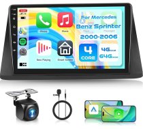 4G + 64G 9 collu Android 15 auto radio Mercedes Benz Sprinter 2000-2006 ar Carplay Android auto bezvadu skārienjūtīgais ekrāns 1280 x 720 Navigācija GPS Mirror Link Bluetooth FM/RDS/DAB/DVR/EQ/USB WiFi SWC