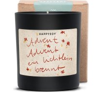 HAPPYSOY, Advent Advent Advent Gaisma deg sojas vaska aromātiskā svece Brīnišķīgs aromāts Vairāk nekā 60 stundas degšanas laiks Melns matēts stikls Dāvanu ideja Ziemassvētkiem draudzenei
