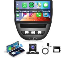Hodozzy Android auto radio Toyota Aygo/Peugeot 107/Citroen C1 2004-2014 ar Wireless Carplay Android Car 10,1 collu skārienekrāna navigācijas sistēmu, Bluetooth, WiFi, HiFi, FM RDS radio, Canbus, aizmugures skata kamera