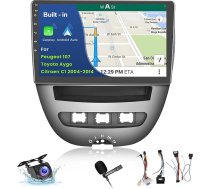Auto radio Peugeot 107/Toyota Aygo/Citroen C1 2004-2014, 2G+64G Android 13, Wireless Carplay & Android Car, 10,1 collu skārienjūtīgais ekrāns ar GPS / WiFi / RDS/FM atpakaļgaitas kamera MIC