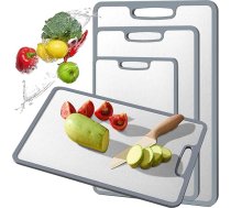 Titāna kapāšanas dēlis, divpusēja neslīdoša silikona mala, tīra titāna griešanas dēļi virtuvei, divpusēja pārtikas pakāpes kapāšanas dēlis, neslīdoša, izturīga un izturīga