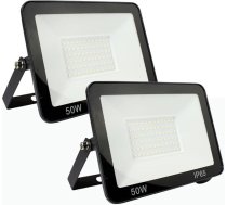 Barcelona K1883-2-BF 50 W LED āra prožektors, IP66 ūdensizturīgs ar atstarotājiem, LED prožektors, āra apgaismojums celiņiem, terasēm, dārzam, 6000 K, melns