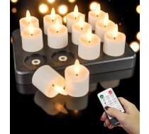 HL LED tējas gaismas uzlādējamas, 30-280 stundu apgaismojums, maks. 115 luksu, magnētiskā uzlāde, ūdensizturīgas tējas lampas ar tālvadības pulti restorāniem, ballītēm, Ziemassvētkiem, dekorēšanai, 12 gab. iepakojumā.
