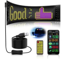 Elastīgs LED tablo, 37,4 x 9,2 cm LED ritināms programmējams Bluetooth Smart App RGB panelis, ritināms personalizēts gaismas zīmju uzraksts ar tālvadības pulti automašīnai