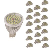 20 x MR16 6 W LED spuldzes, auksti balta (6000 k), 48 SMD 2835, 500 lūmeni, AC/DC 12 V, LED leņķis 120 °, CRI: 75, bez stroboskopa efekta.