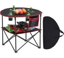 VEVOR saliekamais galds Bufetes galds Pārnēsājams daudzfunkcionāls galds 72 x 72 cm Ūdensnecaurlaidīgs 600D Oxford auduma galds ar somu un 4 dzērienu turētājiem, dārza galds, kempinga galds ballītēm, piknikam, melns