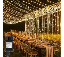 yowin Gaismas aizkars 6 m x 3 m 600 LED pasaku gaismas aizkars ar kontaktdakšu, 8 režīmi Gaismas aizkars āra ūdensizturīgs ūdenskritums Pasaku gaismas istabai Kāzu dārzs Pergola āra iekštelpu Ziemassvētki