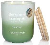 M&SENSE Pine & Cedar Wood aromātiskās sveces stiklā, 400 g liela sojas svece ar divām daktīm, 80 stundu degšanas laiks, aromterapijas svece jogai, spa, meditācijai, dāvana draudzenei, sievai, mātei