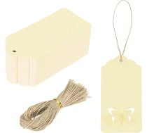 iepirkumu karte 200 Kraft papīra dāvanu birkas ar string 3.5 x 1.6 collu tukšas karājas viļņu formas papīra etiķetes gaiši dzeltenas dāvanu birkas cenu birkas Ziemassvētku amatniecība