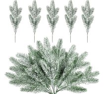MAINOSHY 20 gabali Sniegains mākslīgo priežu skujas, mākslīgo priežu zari, matēts priedes Picks, mākslīgo priežu zari DIY vītnes vainags, Ziemassvētku rotājumu un mājas dārza apdare