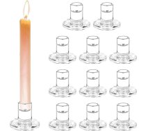 YiTePeDo 12 gab. svečturi no caurspīdīga stikla - miniatūri svečturi konusveida svecēm - galda rotājums Ziemassvētkiem, kāzām un Adventam - eleganti svečturi centrālajām daļām