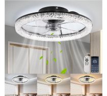 Tiazhan griestu ventilators ar apgaismojumu, 50 W ventilators, 6 ātrumi/ taimeris, 3 gaismas temperatūras, lietotnes vadība, tālvadības pults un sienas slēdzis, ar atmiņas funkciju un vasaras/ziemas režīmu