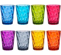 ASV akrila krūzītes Optix Jewel Colours Stackable Plastmasas krūzītes 400 ml, 8 dzeramo krūzīšu komplekts, atkārtoti lietojamas, bez BPA, ražotas ASV, mazgājamas trauku mazgājamā mašīnā ar augšējo plauktu