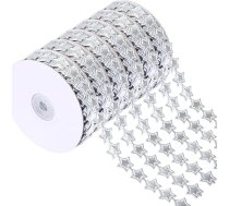 2,2 cm plata satīna lenta, futbola satīna lenta, ruļlis dāvanu iesaiņošanai, dāvanu iesaiņošanai, dāvanu iesaiņošanai dzimšanas dienā, mātes aksesuārs DIY, krizantēmas, svētku rotāšanai, sudraba krāsa, 6 ruļļi.