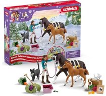 schleich Zirgu klubs Adventes kalendārs Zirgu klubs 2025 - 99092 ar kustīgu figūriņu Līzi, 2 zirgu figūriņām, kaķi, iejūgu un daudziem aksesuāriem, dāvanu ideja bērniem no 5 gadu vecuma, 36 gab.