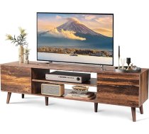 WLIVE TV skapītis 160 cm garš, zemas koka mēbeles televizoriem 60 65 65 70 collu TV statīvs ar 2 durvīm, industriāls dizains, TV skapītis, Vintage Brown/Black