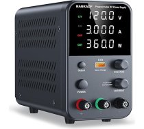 Laboratorijas barošanas bloks, 0-120 V, 0-3 A, līdzstrāvas regulējams barošanas avots ar 4 ciparu LED displeju, enkodera regulēšanas pogu un izejas slēdzi